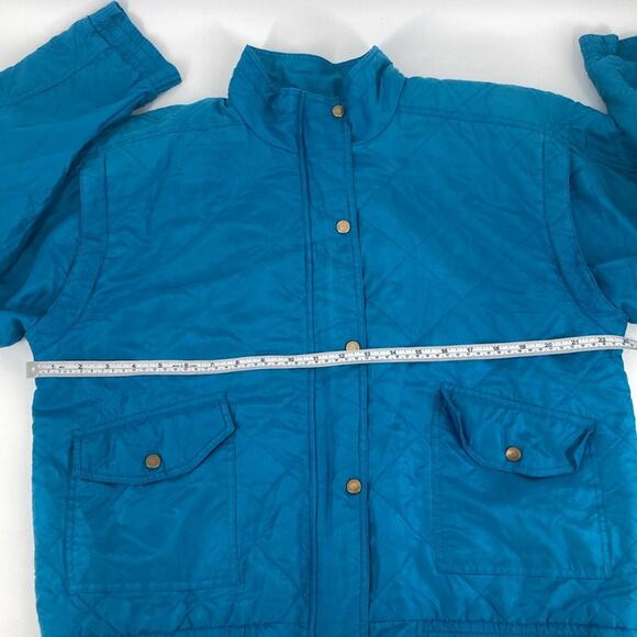 Lavon Womens Vintage Turquoise Silk Zip Up Snap Front Quilted Spring Jacket M - Picture 11 of 14